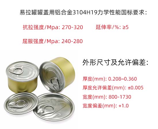 易拉罐罐蓋用鋁合金5052、3004